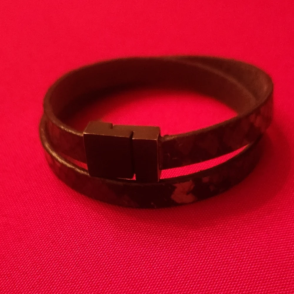 Calvin Klein Tortoise Print Leather Wrap Bracelet